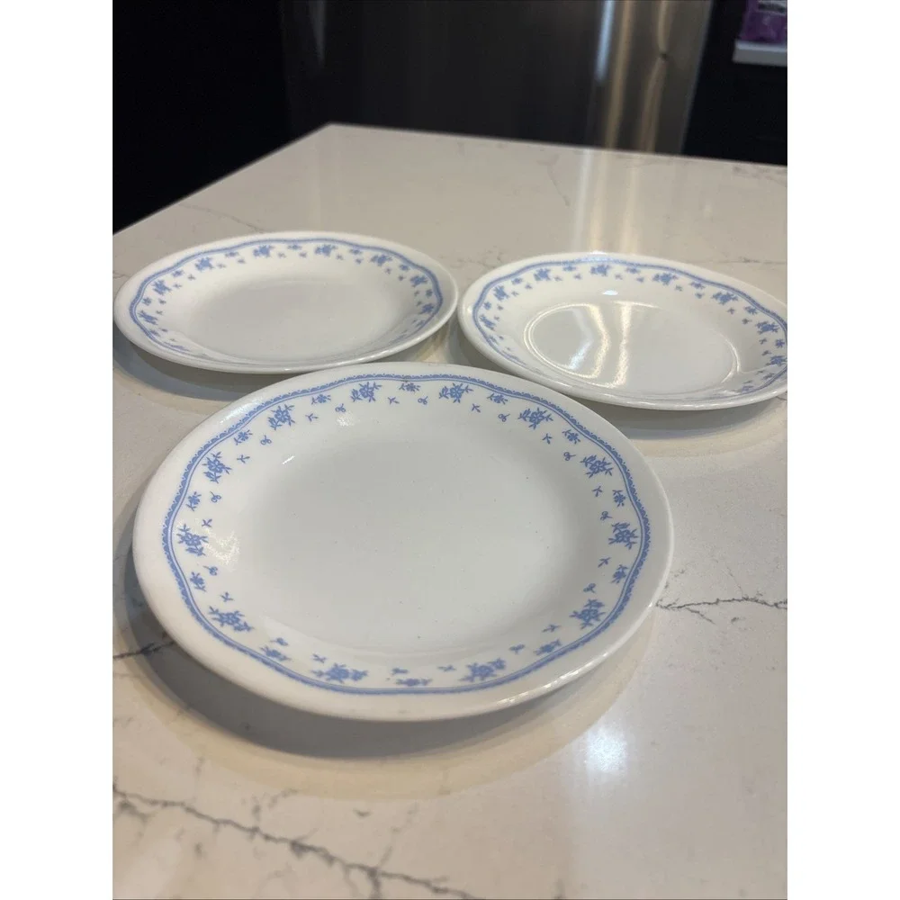 Lot Of 3 Corelle Corning Morning Blue Flowers Dessert Bread Plates 6¾